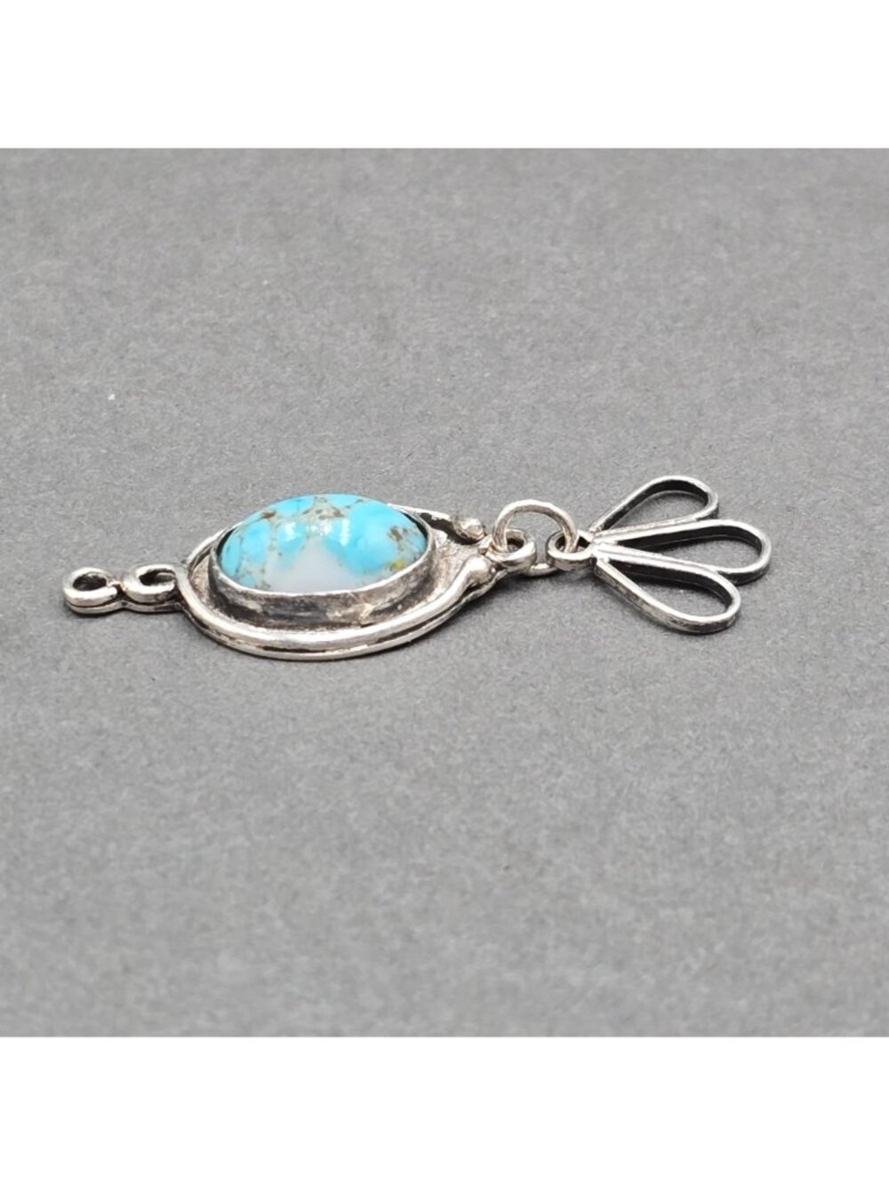 Vintage Southwestern Sterling Silver Faux Turquoise Glass Dangle Pendant Charm - Picture 2 of 8